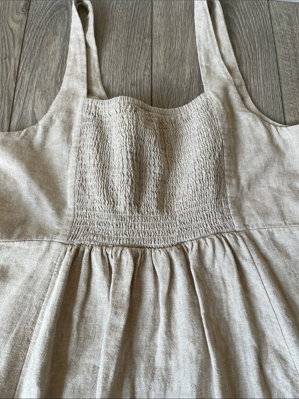Old Navy Linen Fit And Flare Sleeveless Midi Dress In Flax Size Large - Picture 4 of 7